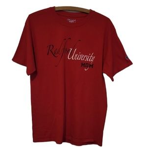 champion t shirt red ru mom radford university short sleeve highlanders sz m